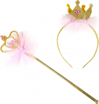 Serre-tête pour princesse avec couronne et baguette magique