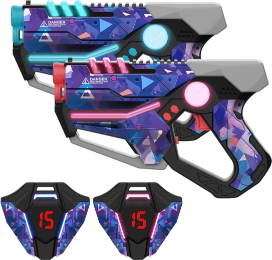 Pistolets laser avec gilets et cibles – ensemble bleu