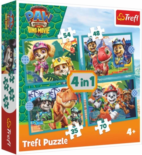 Puzzle 4 en 1 Pat’ Patrouille (Paw Patrol) Dino Movie – Histoires de l’île des dinosaures