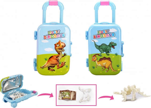 Squelette de dinosaure dans une mallette