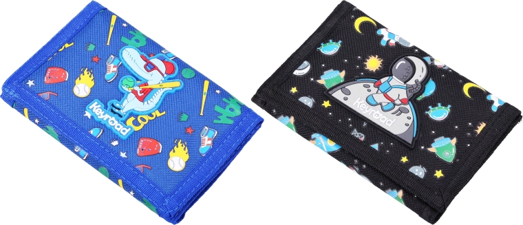 Portefeuille textile pour enfant avec fermeture auto-agrippante, motif 3D - 1 pièce