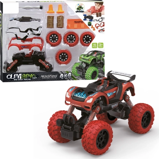 Kit de construction voiture 4x4 1:32 avec moteur à rétrofriction, 15 pièces