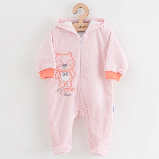 Combinaison en velours pour bébé avec capuche NEW BABY Sweetheart rose
