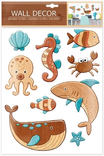 Autocollants muraux auto-adhésifs animaux marins (9 pcs)