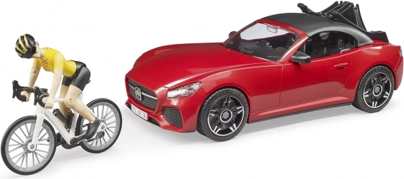 Bruder Voiture de sport Dodge avec figurine de cycliste et vélo