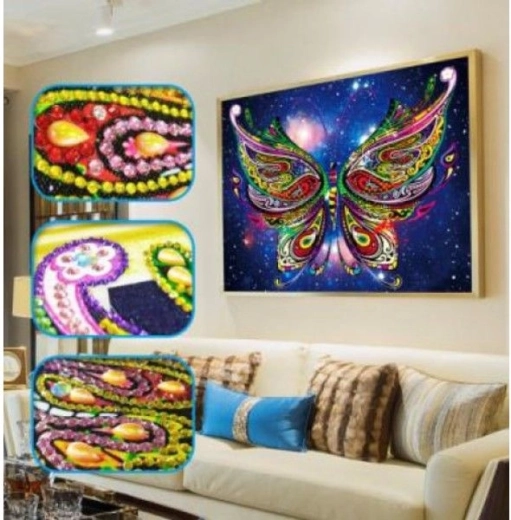 Broderie diamant (diamond painting) papillon 30 × 40 cm - 1 pièce
