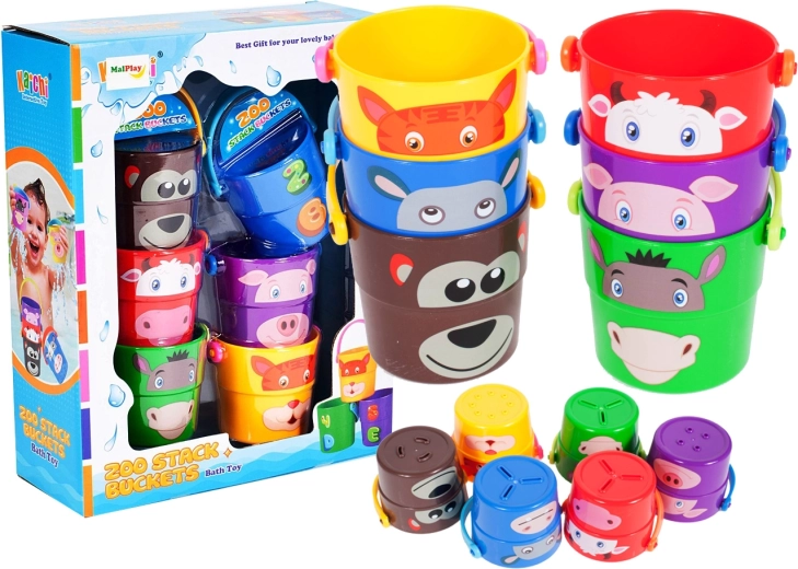 Ensemble de gobelets et seaux de bain, 6 pièces