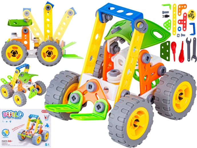 Kit de construction élastique 84 pièces – véhicule de chantier à dévisser et revisser