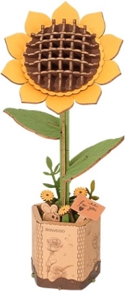 robo time 3d puzzle en bois tournesol – modèle décoratif
