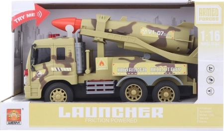 Voiture militaire avec fusée à piles pour enfants