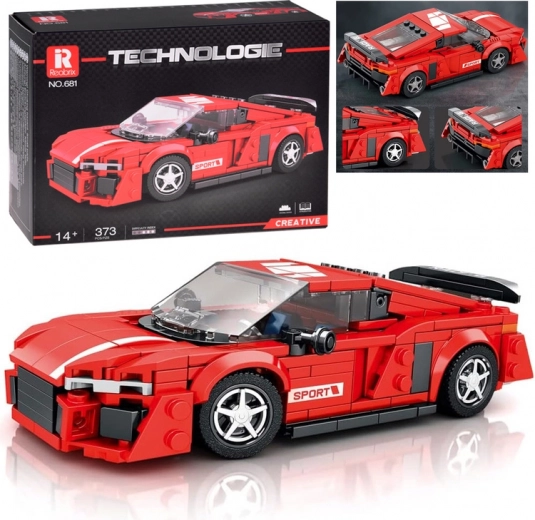 Kit de construction technique – coupé sportif rouge, 373 pièces
