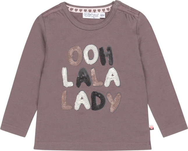 T-shirt fille Dirkje à manches longues « ooh la la lady » gris-brun