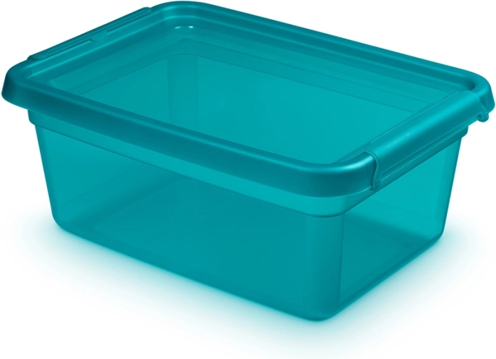 Boîte de rangement en plastique Basestore avec couvercle et clips Ocean 12,5 l (28 × 38 × 16 cm)