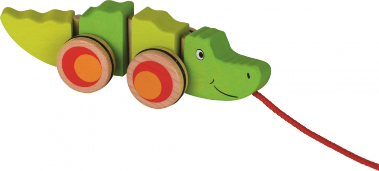 Crocodile à tirer en bois