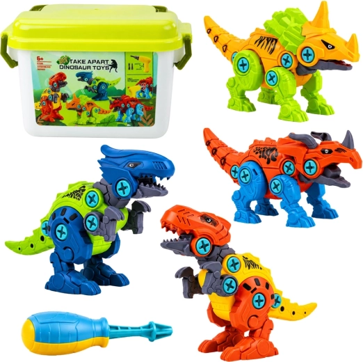 Dinosaures de construction à visser 4 en 1 avec tournevis électrique et mallette