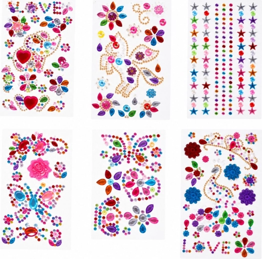 6 planches d’autocollants diamantés