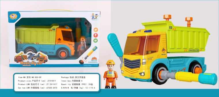 Camion-benne pour enfants démontable avec effets sonores et lumineux