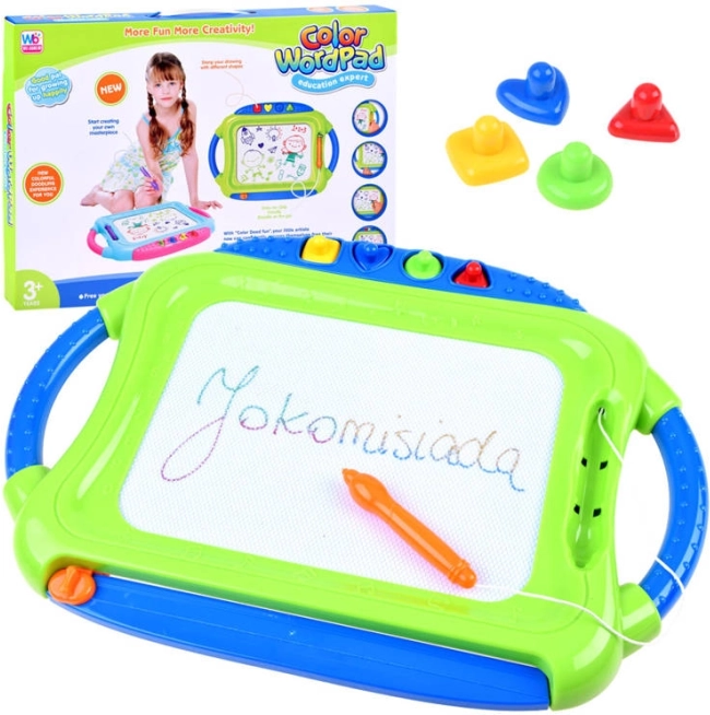 Tableau à dessin magnétique coloré avec tampons – Ardoise magique