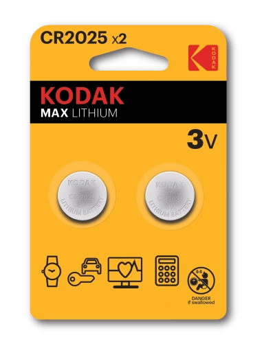 Piles bouton au lithium KODAK CR2025 3 V, lot de 2