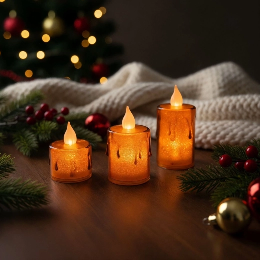 Ensemble de bougies LED à lumière blanche chaude, 3 pièces