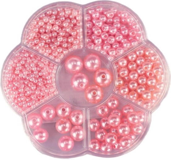 Perles à enfiler rose métallisé dans une boîte (env. 1150 pcs) avec cordelette