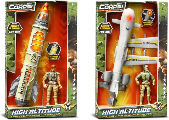 The Corps! coffret de jeu militaire avec fusée ou drone, effets lumineux et sonores
