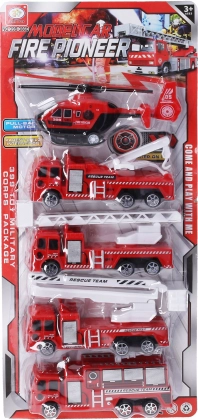 Set de pompiers – voitures à rétrofriction 17 cm, 5 pcs