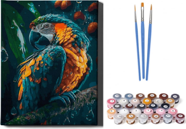 Peinture par numéros : Perroquet sur cadre 40x50 cm