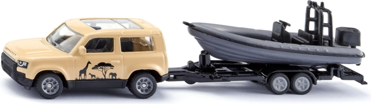Siku Land Rover Defender safari avec bateau sur remorque - 1 pièce