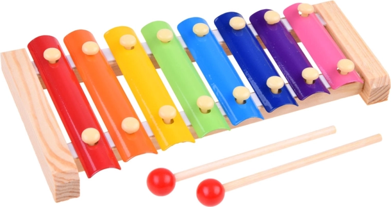 Bois et lames métalliques colorées