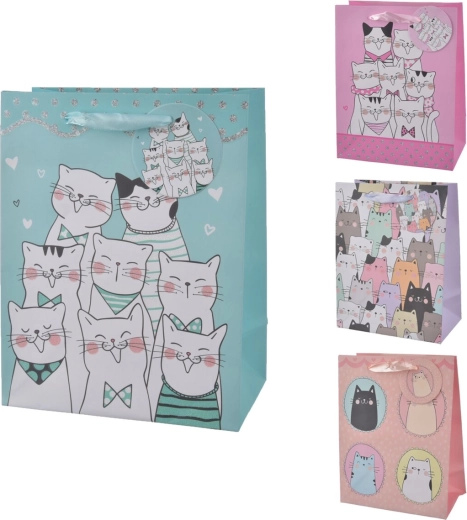 Sac cadeau CAT 18 × 10 × 23 cm (mix de 4 motifs)