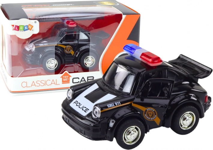 Voiture de police classique noire 1:38 avec éclairage et son