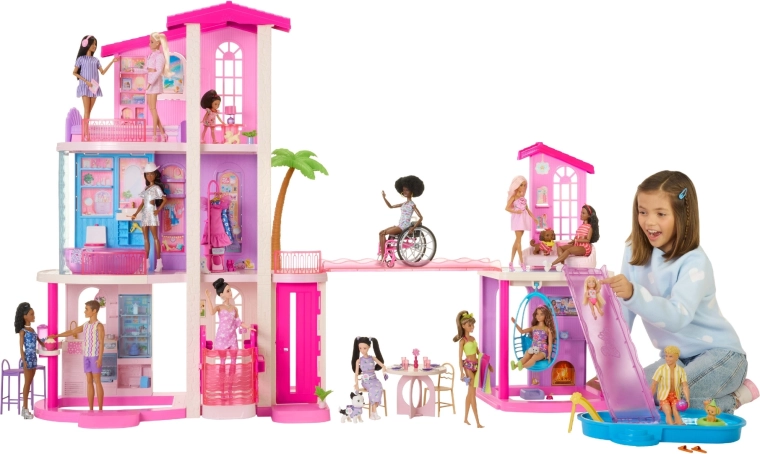 Mattel Barbie Dreamhouse maison de rêve pour poupées avec 2 piscines, ascenseur et plus de 65 accessoires