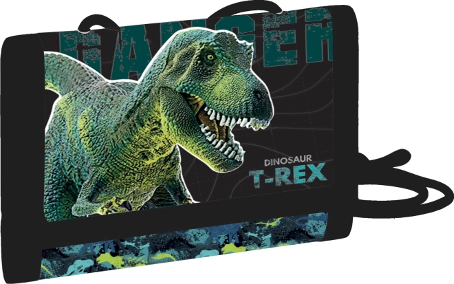 Portefeuille enfant en textile avec motif dinosaure et fermeture à scratch