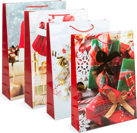 Sac cadeau de Noël en papier pour bouteille - 1 pièce
