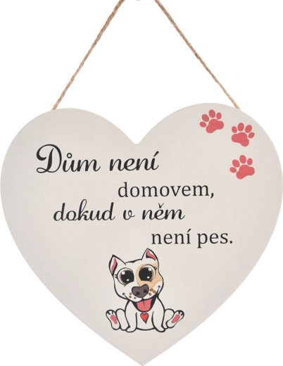 Pancarte en bois en forme de cœur « Dog home »