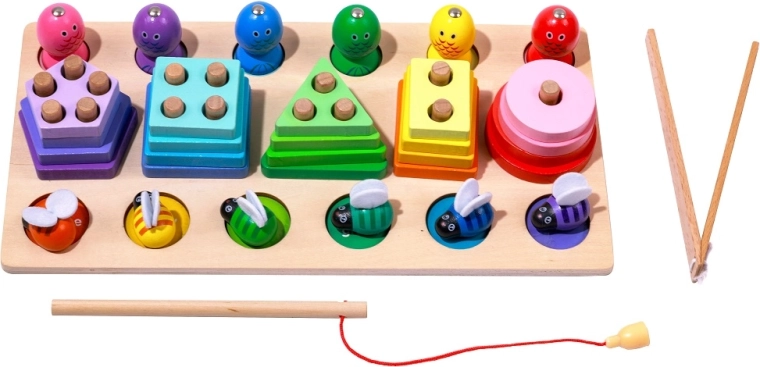 2Kids Toys jouet en bois multifonction : encastrement et pêche