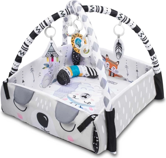 3-en-1 : tapis ouvert, nid douillet et centre d’éveil