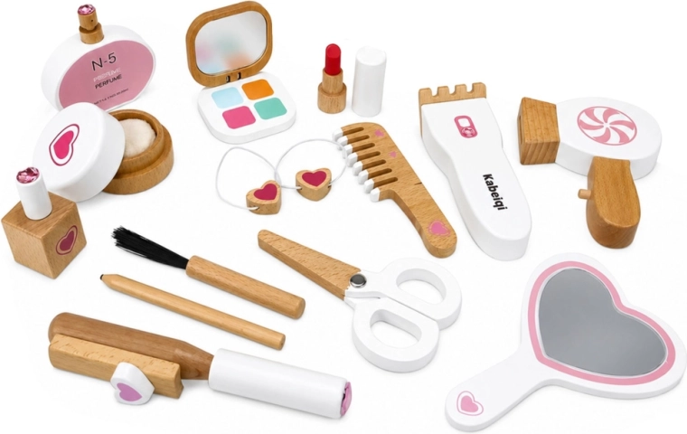 Set en bois 16 pièces pour jouer à l’institut de beauté