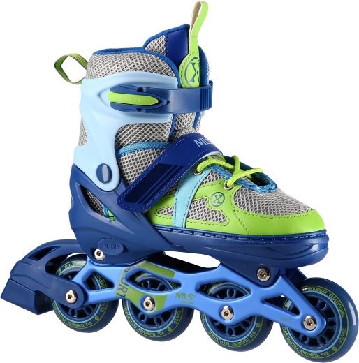 Rollers NILS Extreme bleu‑vert, réglables – S (31-34)