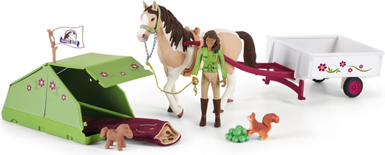 Schleich Horse Club Sarah avec sa jument pinto pour le camping