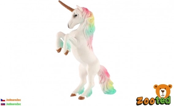 Licorne blanche à crinière arc-en-ciel, figurine en plastique 18 cm