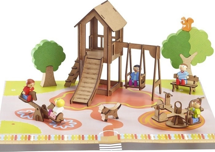 Jeujura – jeu de construction en bois Aire de jeux pour enfants (70 pièces)
