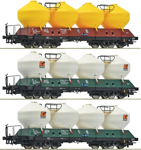 Roco – set 3 pièces de wagons marchandises pour ciment Uacs ČD (H0)