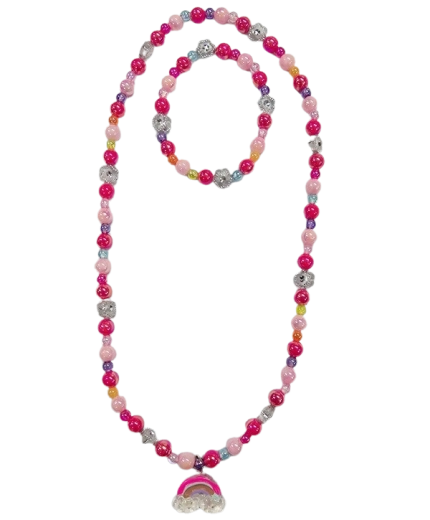 Ensemble de bijoux pour enfants avec pendentif arc-en-ciel