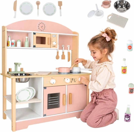 Cuisine pour enfants en bois Modern Classic avec accessoires, rose