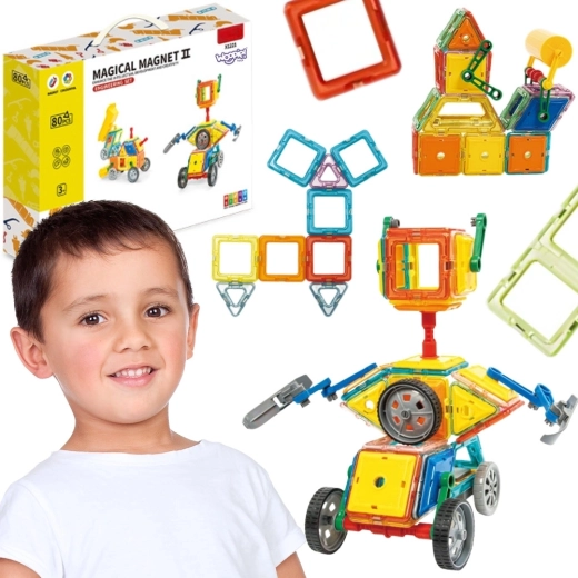 Jeu de construction magnétique Woopie 3D véhicules STEAM, 80 pièces