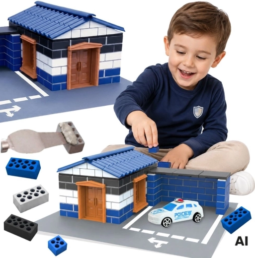 Woopie kit de construction commissariat de police en mini briques – 186 pièces
