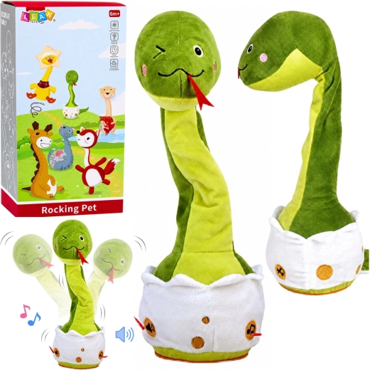 Serpent en peluche dansant – jouet musical interactif avec sons (vert)