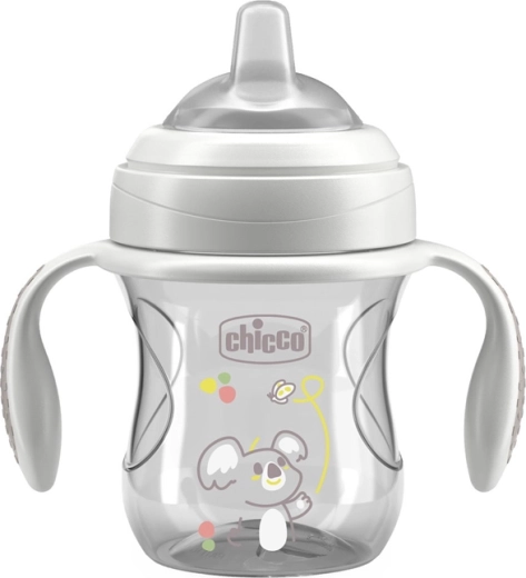 Tasse d’apprentissage Chicco Transition avec poignées grise 200 ml 4m+